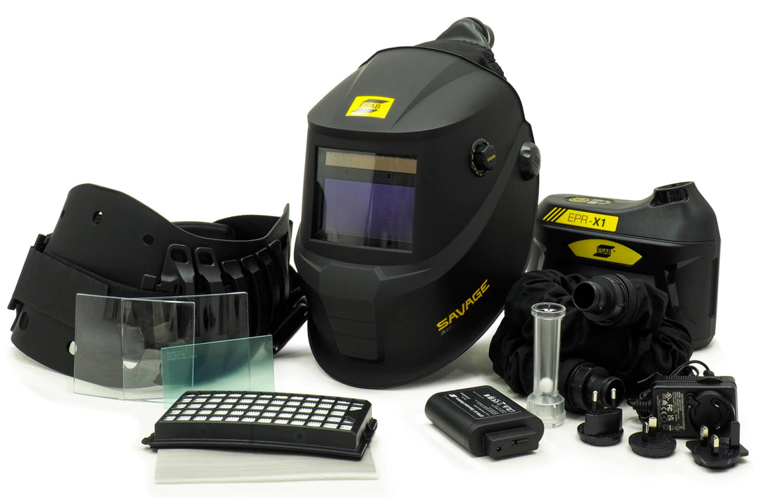 dba_ESAB Savage A40 +PAPR AIR Professioneller Schweissmaskenhelm automatisch 1/1/1/2, Schwarz