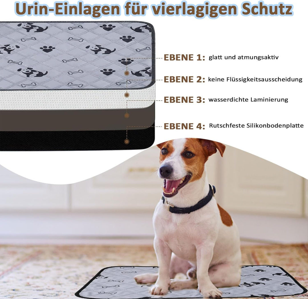 6 Stück Wiederverwendbare Hundetrainingspads, Waschbare Welpen-Trainingspads mit Anti-Rutsch Unterse