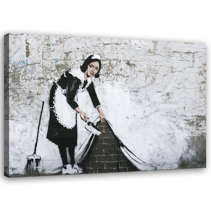 Feeby Leinwandbilder XXL Banksy - Sweep It Under The Carpet - 120x80 cm - Bild auf Leinwand - Kunstd