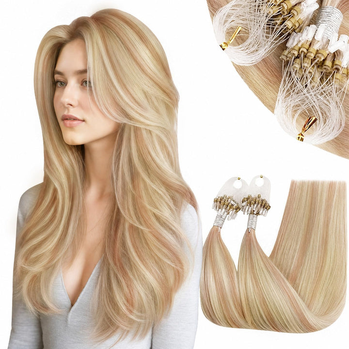 RUNATURE 55cm Extensions Micro Loop in Echthaar Remy Lang Micro Ring Extensions Echthaar 50 Stück 50