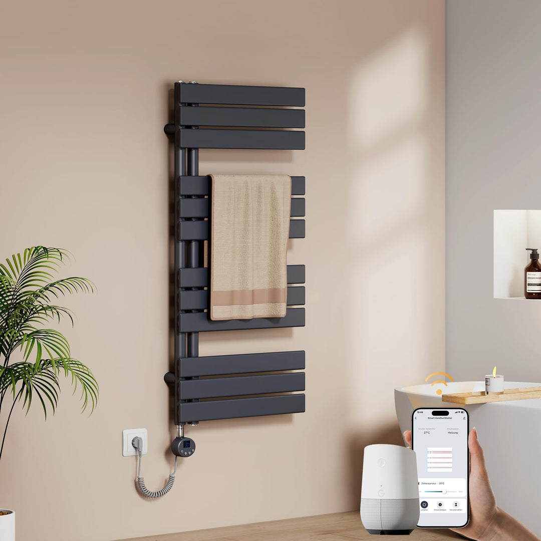 EMKE WiFi Handtuchheizkörper Elektrisch 1041x500 mm - Flach Badheizkörper Elektrisch, Elektrischer H