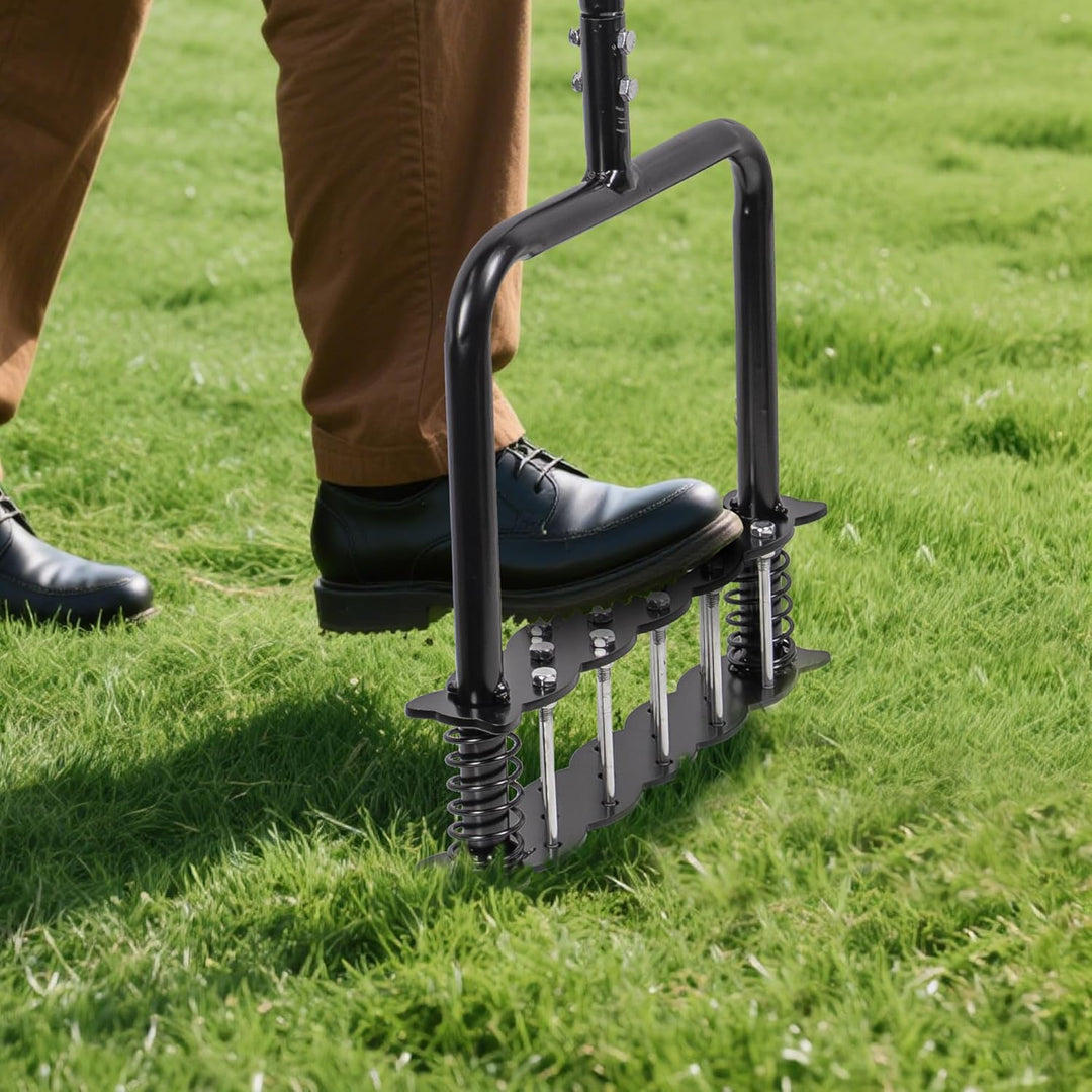 Deecam Rasenbelüfter, Aerifizierer für Rasen mit Rückstellfedern，T-Griff Rasenbelüfter ，Automatische