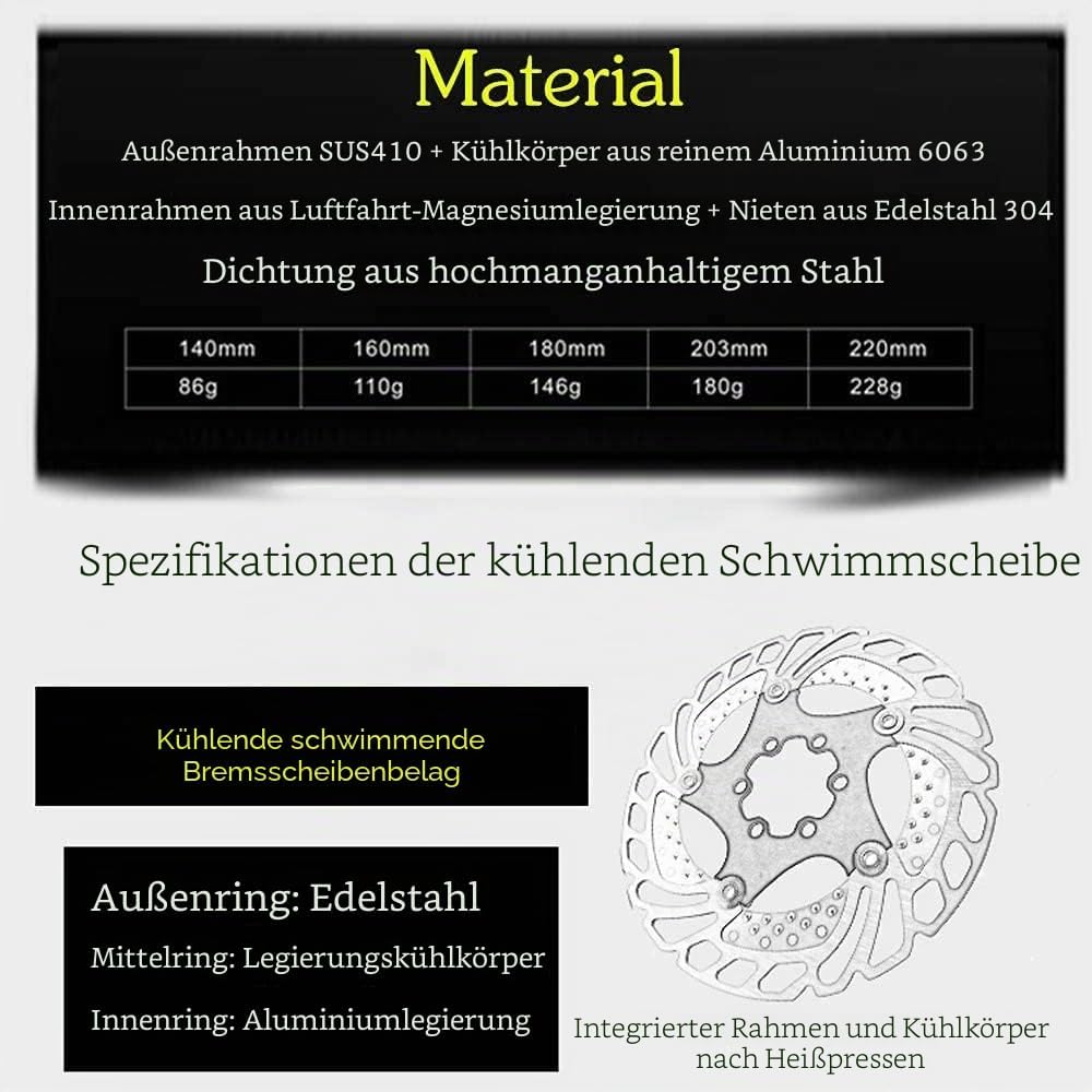 YBEKI 140mm 160mm 180mm 203mm Fahrrad Bremsscheibe mit 6 Schrauben Fahrradkühlung Bremsscheibe Schwi