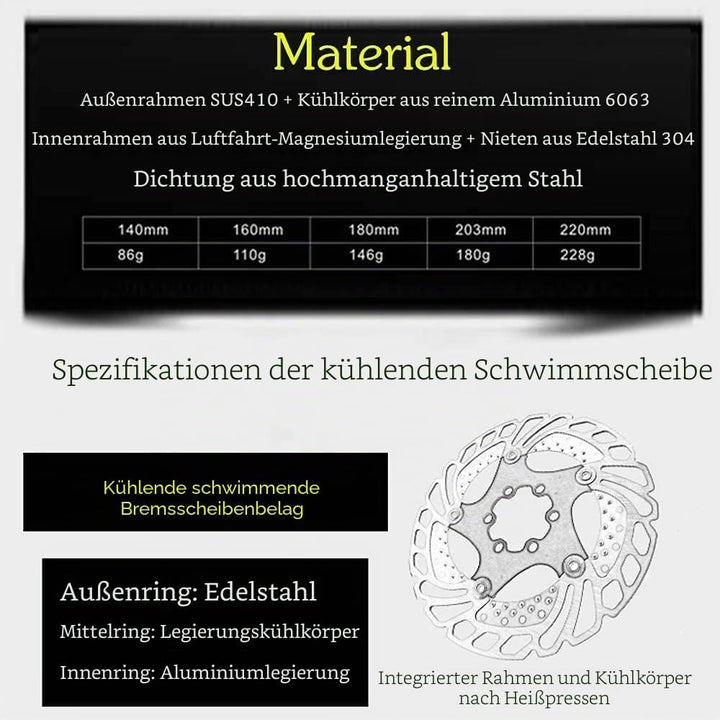 YBEKI 140mm 160mm 180mm 203mm Fahrrad Bremsscheibe mit 6 Schrauben Fahrradkühlung Bremsscheibe Schwi