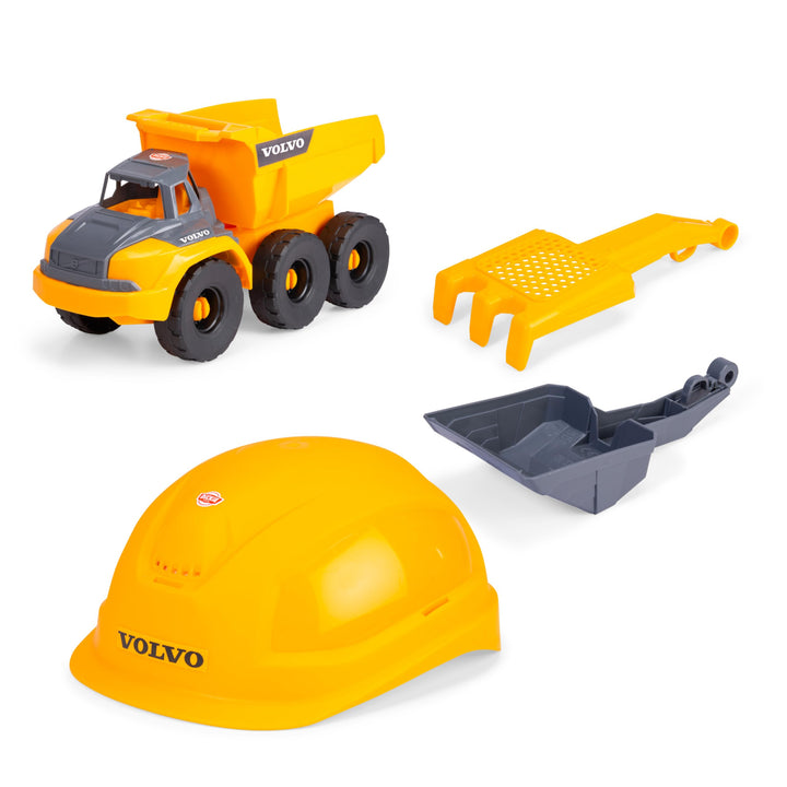Dickie Toys - Volvo Baustellen-Set Tough Hauler (4-TLG.) - grosser Spielzeug-Muldenkipper (26 cm) mi