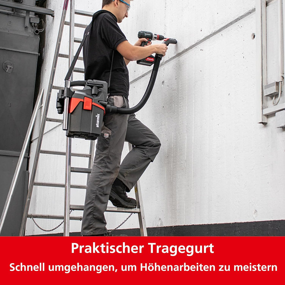 Starmix Akku Nass Trockensauger Smart L 18V - Industriesauger Staubklasse L mit Tragegurt flexibel &