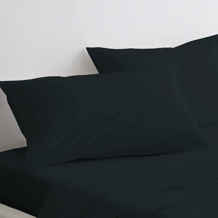 Pizuna Luxuriöser Soft-Satin 2er Pack Kissenbezug 40x80 cm Schwarz, 800 Fadenzahl Baumwolle Quadrati