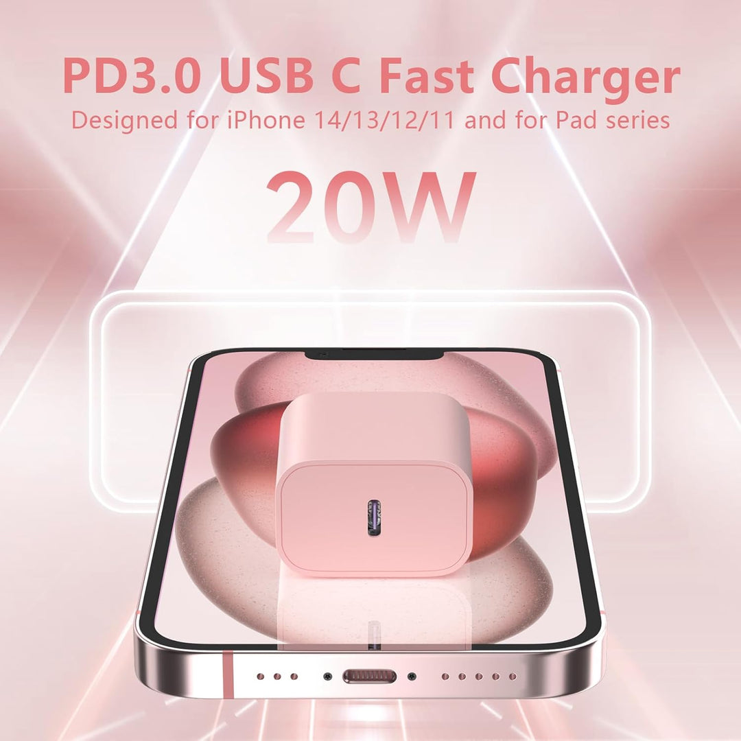 20W USB C Ladegerät und Ladekabel für iPhone 14/14 Pro/14 Pro Max/13/12/11/X/XR/XS/Mini/SE, 2Pack Sc
