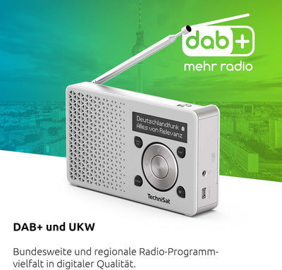 TechniSat DIGITRADIO 1 – tragbares DAB+ Radio mit Akku (DAB, UKW, Lautsprecher, Kopfhöreranschluss,