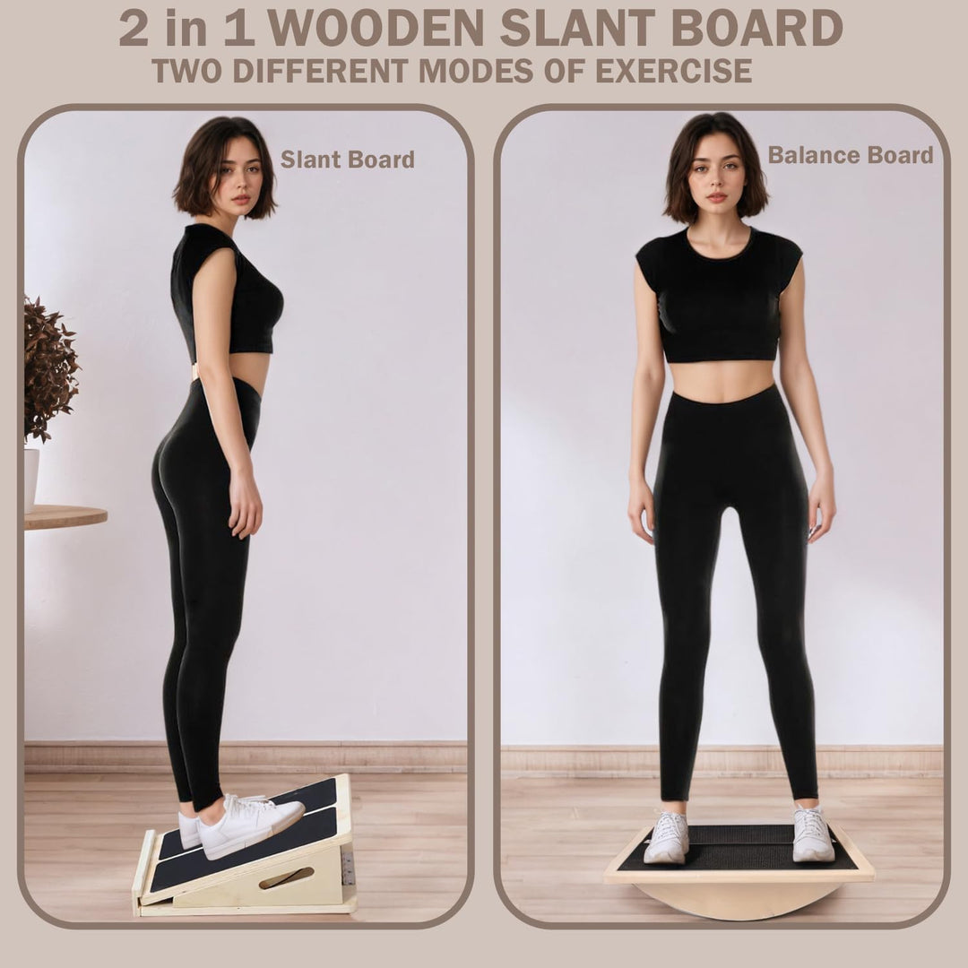 Schrägbrett, Verstellbar Balance Board Erwachsene, Rutschfestes Wadendehner Fusstrainer Heimtraining