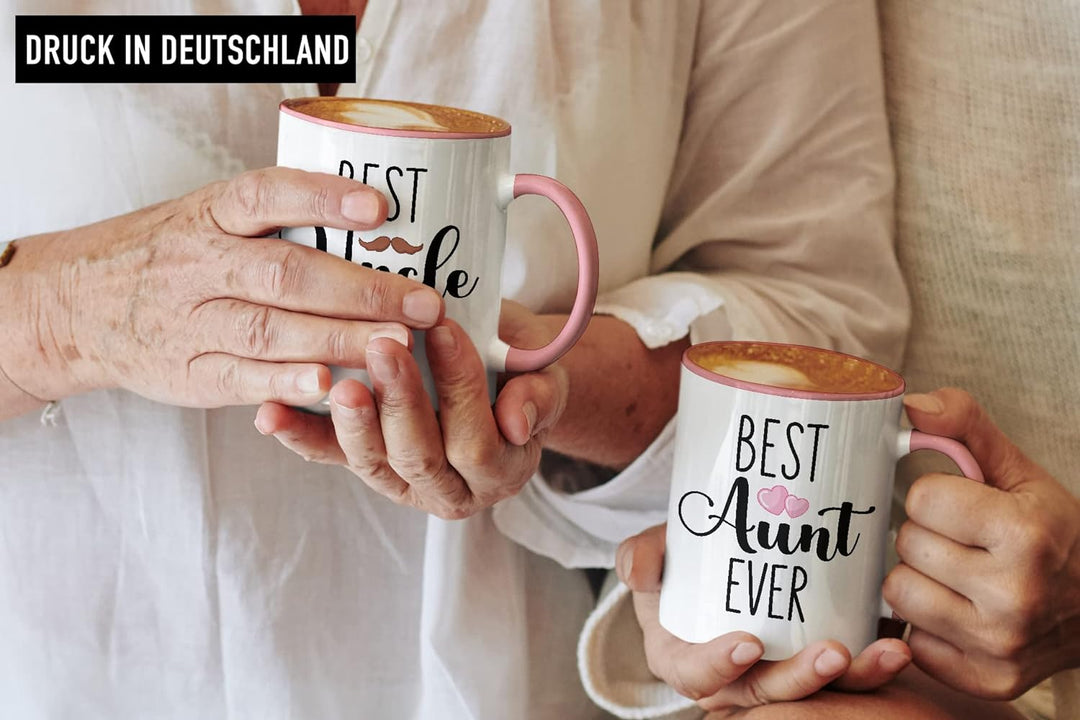 Trendation - Bester Onkel und Beste Tante Geschenk Set Tassen Geschenkidee für Tante und Onkel Gebur
