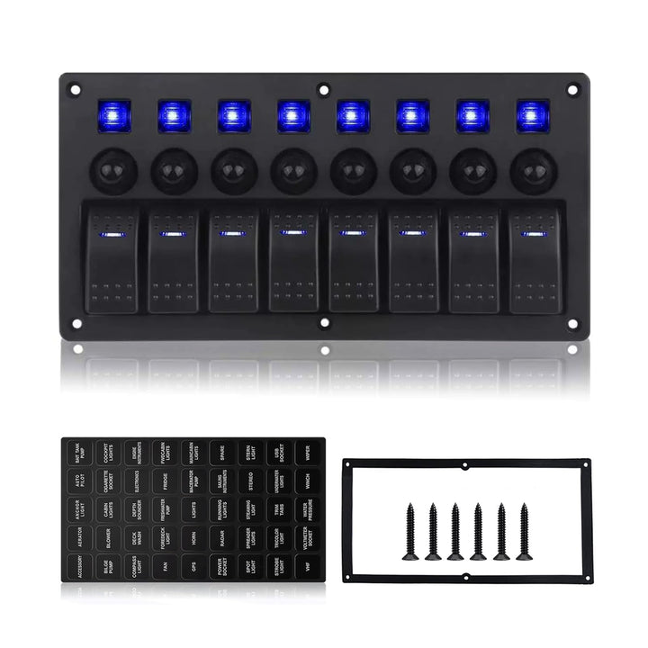 Geloo 8 Gang Marine Schalter Panel Wasserdichte Toggle Rocker Switch Panel 12V /24V Leistungsschalte