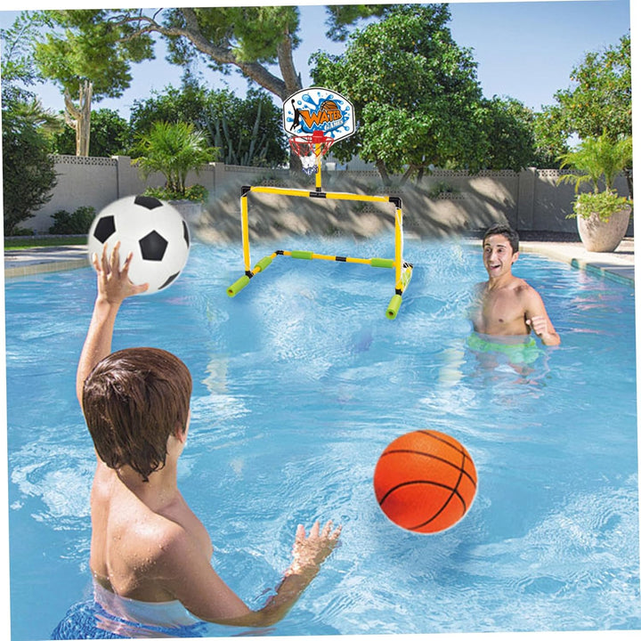 Schwimmender Basketballkorb für Pool, 2-in-1-Fussballtor & Pool-Basketballkorb, abnehmbares Tor mit