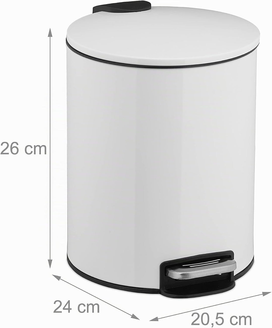 Relaxdays Kosmetikeimer, 5 Liter, Absenkautomatik, entnehmbarer Inneneimer, Bad Mülleimer, Metall, T