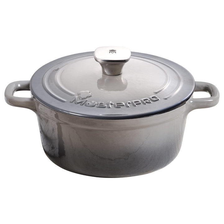 MasterPro Unique | Topf 27cm mit Deckel | Weiss | Aus Gusseisen | Ergonomische Griffe | Kochtopf | G