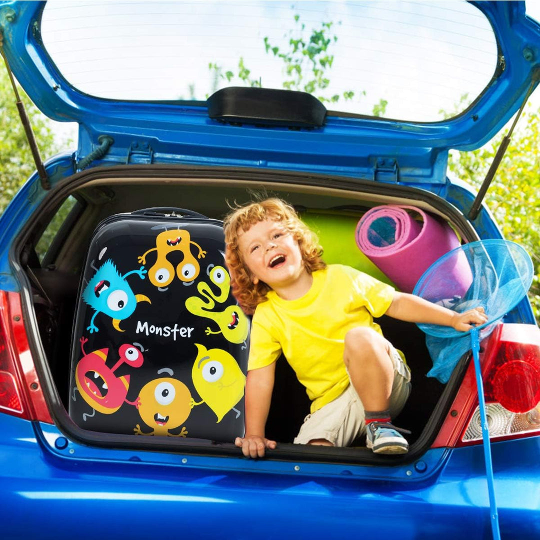 GOPLUS Kinderkoffer mit Rucksack, Kids Trolley, Kindergepäck mit Rollen, Reisekoffer mit Teleskopgri