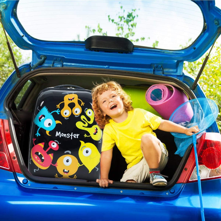 GOPLUS Kinderkoffer mit Rucksack, Kids Trolley, Kindergepäck mit Rollen, Reisekoffer mit Teleskopgri