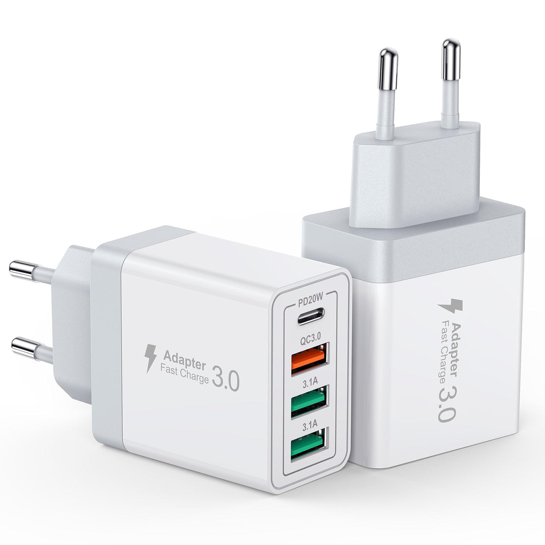 40W USB C Ladegerät, Schnellladegerät 2 Pack USB C Handy Ladegerät 4 Port USB Netzteil für iPhone 17
