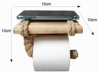 Toilettenpapierhalter mit Ablage – Ablage aus Holz und Seil für Telefon oder Dekoration