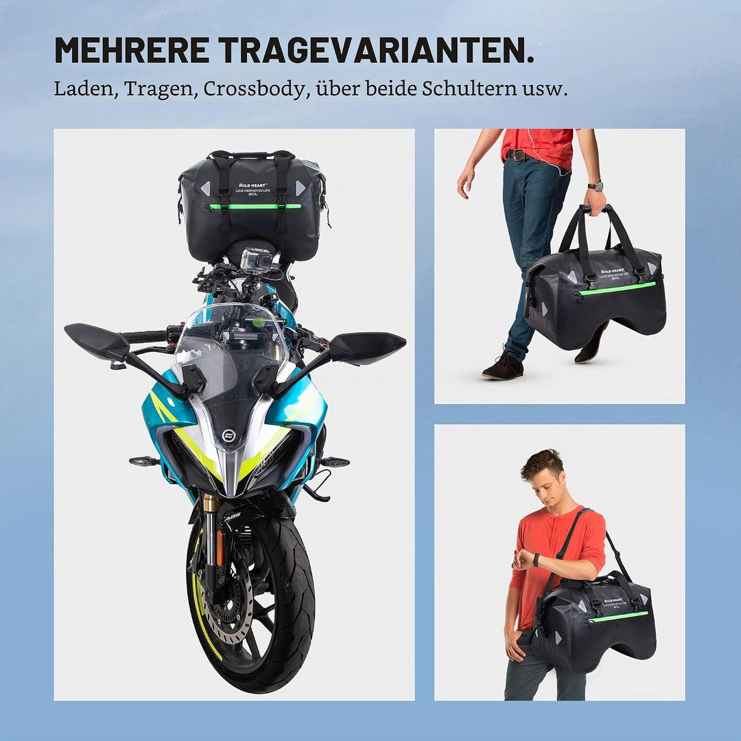 WILD HEART Motorrad-Rücksitztasche U-förmige wasserdichte Hecktasche 50L Motorradausrüstung Lokomoti
