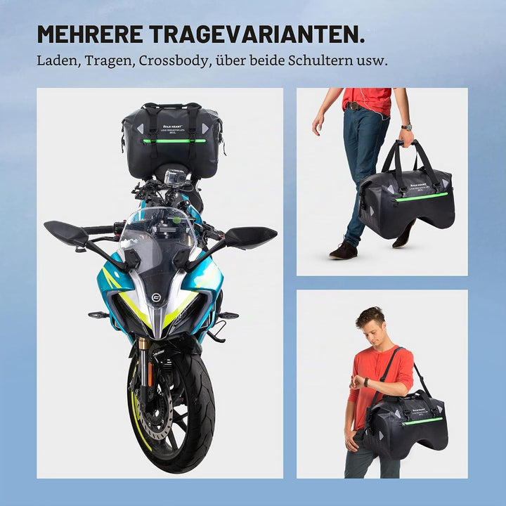 WILD HEART Motorrad-Rücksitztasche U-förmige wasserdichte Hecktasche 50L Motorradausrüstung Lokomoti