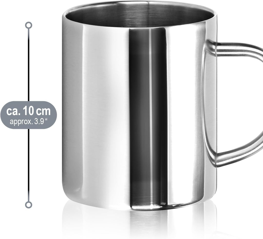 com-four® 2x Edelstahl Thermobecher - 400 ml je Becher - Isolierbecher doppelwandig - Kaffeetasse br