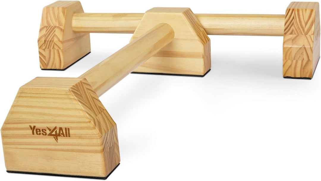 Yes4All Liegestützgriffe, Holz/Stahl Parallettes, Grosser Push Up Bar &amp; Dip Barren, Rutschfeste Lieg