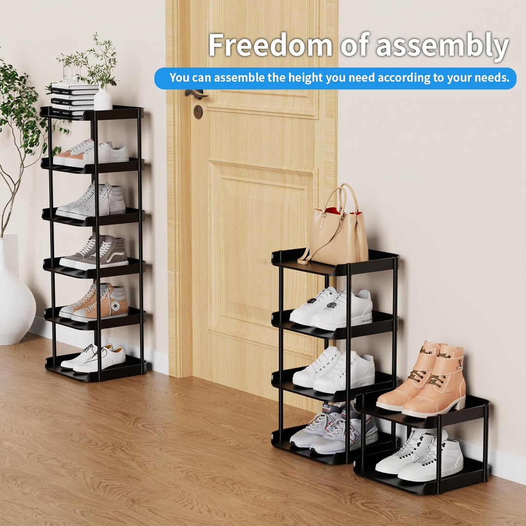 6 Ebenen Schmal Schuhregal, Mehrschichtiges Hoch Schuhregale Platzsparend, Stapelbar Klein Standrega