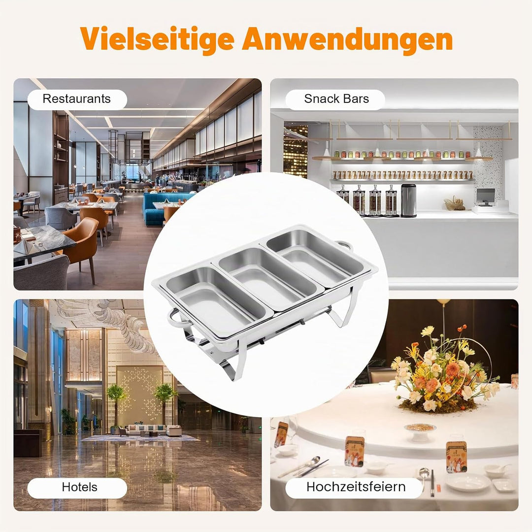 Warmhaltebehälter Essen, 9L Edelstahl 3-teilig Wärmebehälter für Speisen, Speisewärmer, Speisenwärme