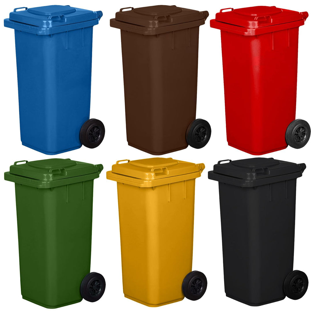 3er Set Mülleimer | PN-EN 840 | 240 Liter | mit Rollen | System zur mechanischen Entnahme | Kunststo