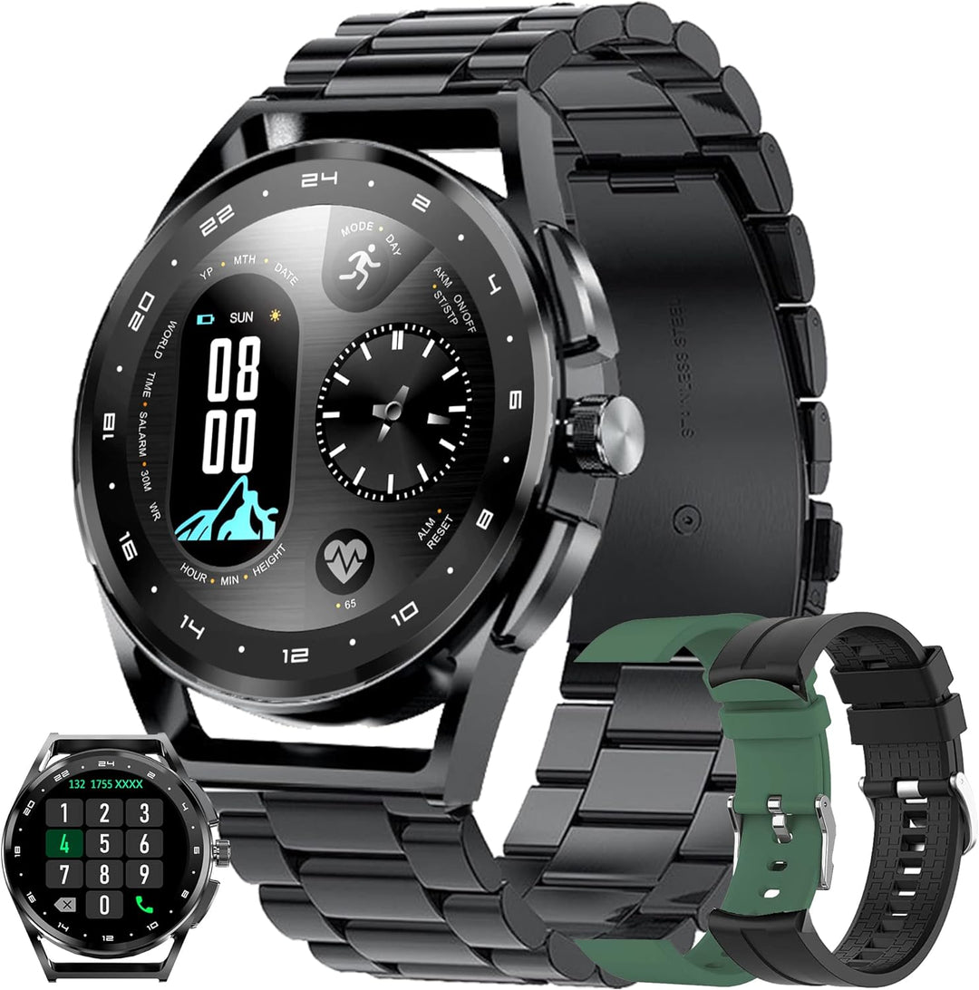 Smartwatch Herren mit Telefonfunktion, 2022 1,32" HD Voll Touchscreen Armbanduhr Herren Smartwatch m