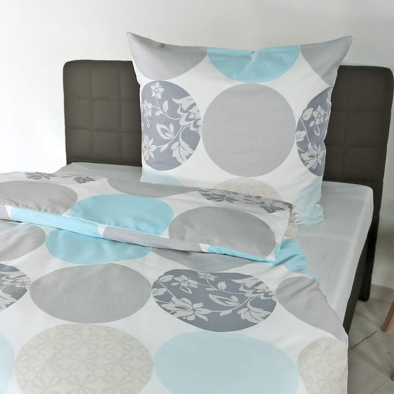 Mako-Satin-Bettwäsche Dessin 6383 türkis 02, 155x220 cm + 80x80 cm Türkis 155x220 Sonstige Muster, T