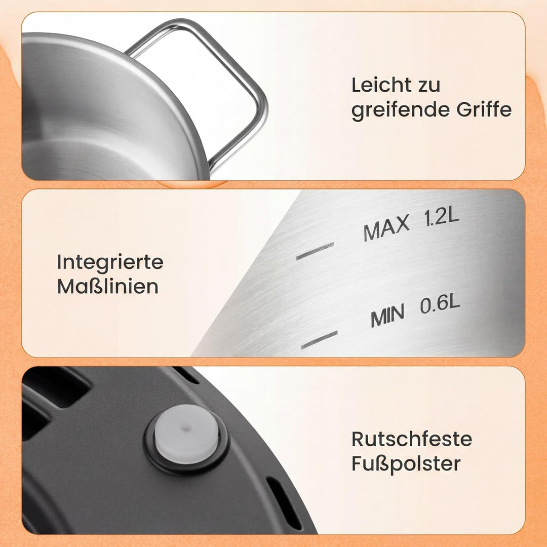 COSTWAY Fondue elektrisch Set, 1200W Fondueset mit 8 farblich markierten Gabeln & Gabelhalter, 2,3l
