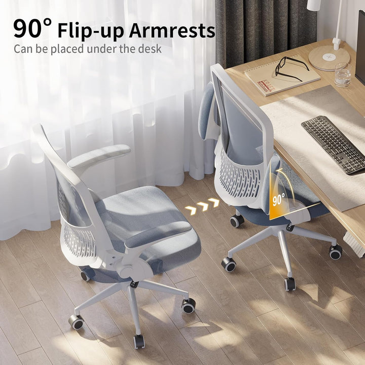 naspaluro Ergonomischer Bürostuhl, Schreibtischstuhl mit 90° Klappbaren Armlehnen, Einzigartige Lend