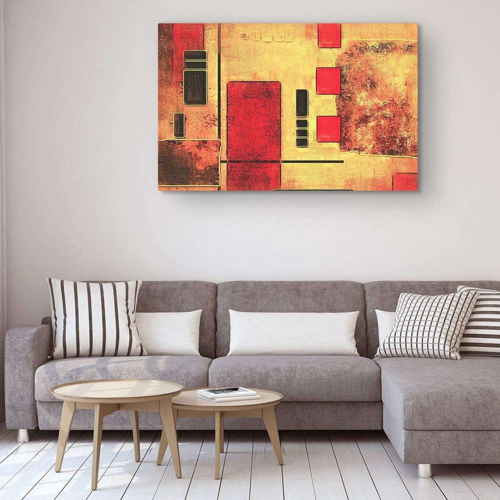 Startonight Bilder Rot Schwarz Geometrisch, Leinwandbilder Moderne Kunst, Abstrakte Wanddeko Kunstdr