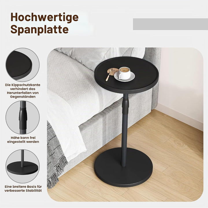 Beistelltisch Rund Verstellbarer Kleiner Tisch Nachttisch Holz Beistelltisch Couch für kleine Räume