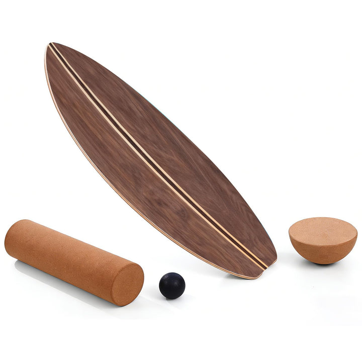 Balance Board, Holz Balance Board Erwachsene Gleichgewichtstrainer Mit Korkrolle, Kork Halbkugel und