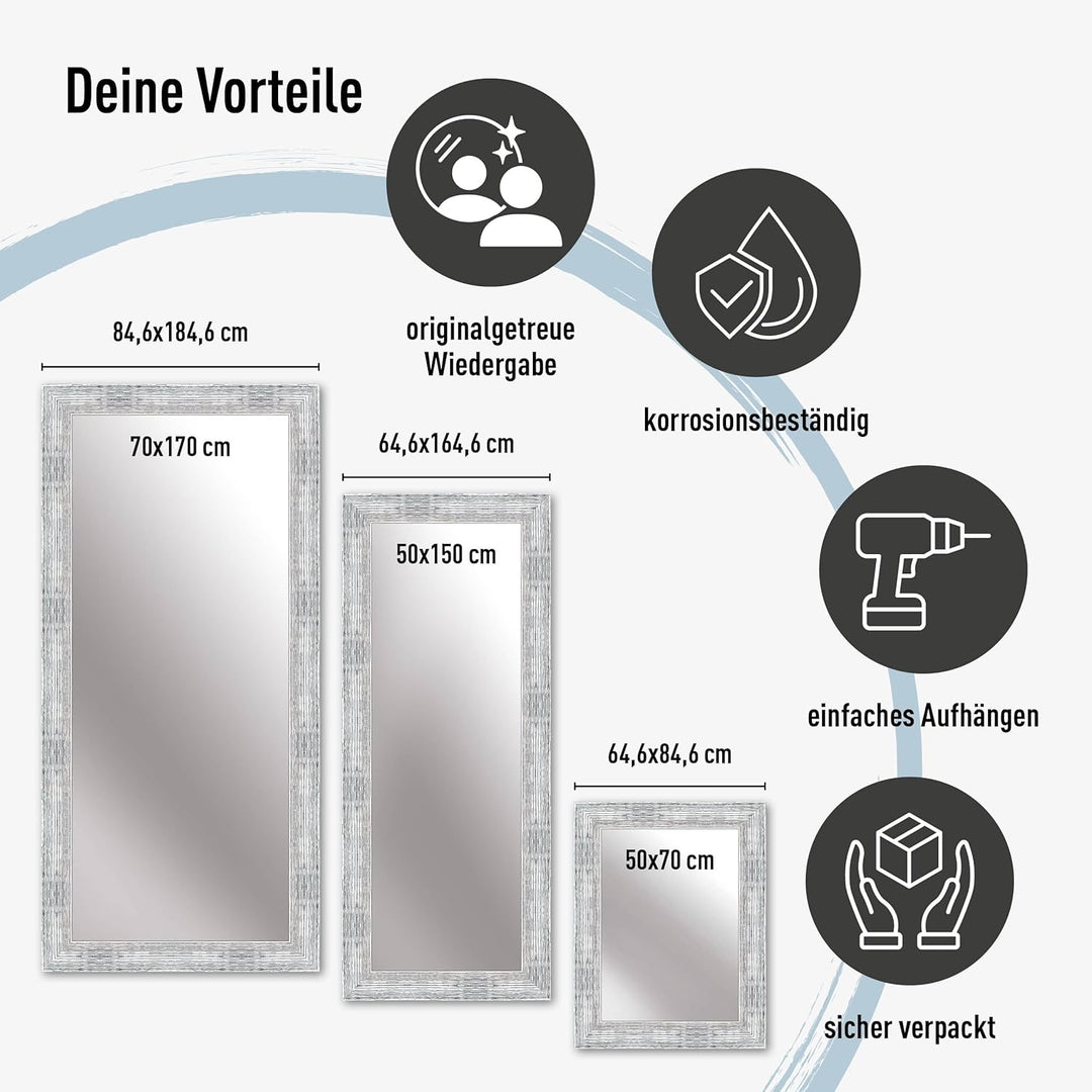 nielsen HOME Wandspiegel Chiara, Silber Weiss, ca. 70x170 cm Silver White 70 x 170 cm, Silver White
