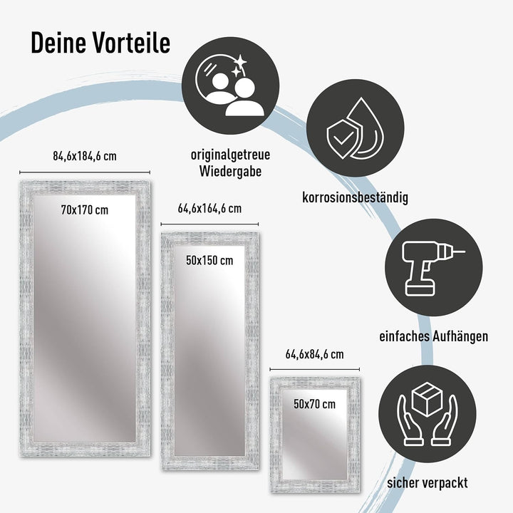 nielsen HOME Wandspiegel Chiara, Silber Weiss, ca. 70x170 cm Silver White 70 x 170 cm, Silver White