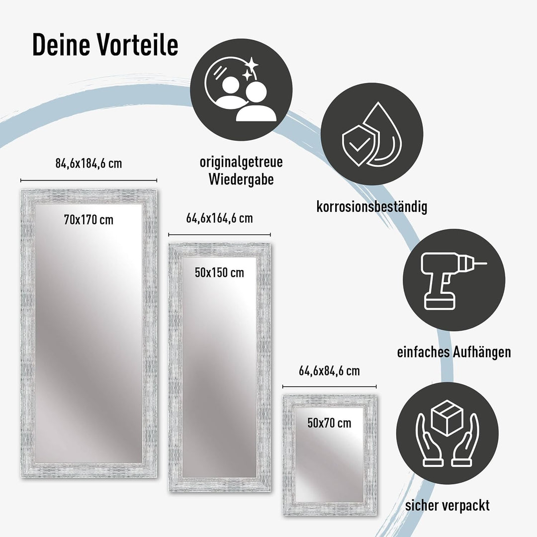 nielsen HOME Wandspiegel Chiara, Silber Weiss, ca. 50x70 cm Silver White 50 x 70 cm, Silver White 50