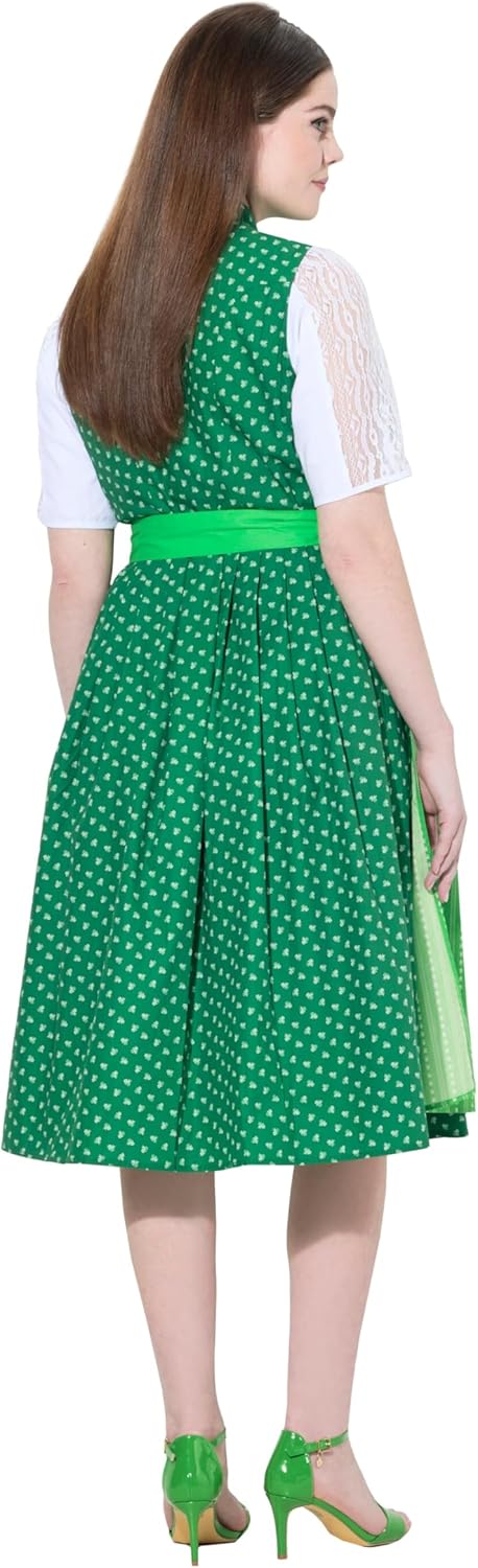 Ulla Popken Damen Dirndl Viola Knöpfe Kleid 42 Grasgrün, 42 Grasgrün