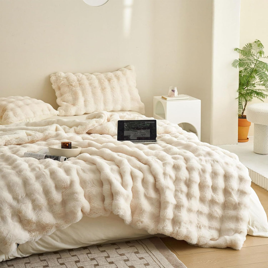 Kuscheldecke Kaninchen Plüsch Decke Kunstfell Warme Überwurfdecke Sofadecke Vielseitig Blanket für C