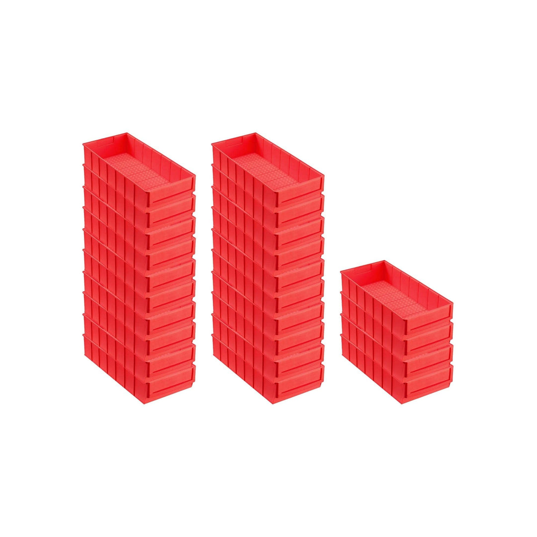 SuperSparSet 24x Rote Industriebox 400 B | HxBxT 8,1x18,3x40cm | 4,7 Liter | Sichtlagerkasten, Sorti