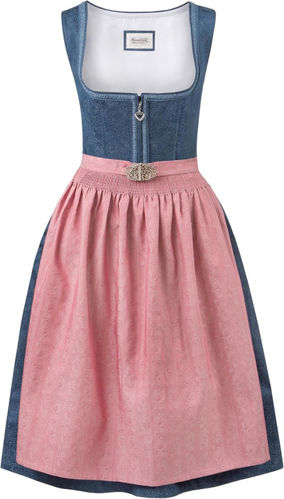Stockerpoint Damen Dirndl Roseline Kleid für besondere Anlässe (ohne Bluse) 36 Blau-altrosa, 36 Blau