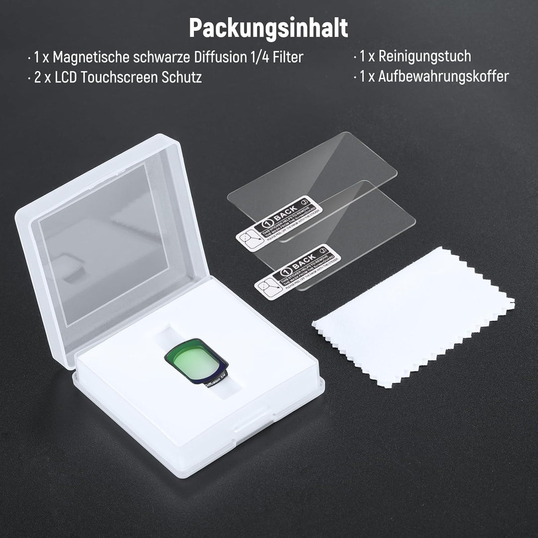 NEEWER Magnetischer Black Diffusion 1/4 Effektfilter, Kompatibel mit DJI OSMO Pocket 3 Creator Combo