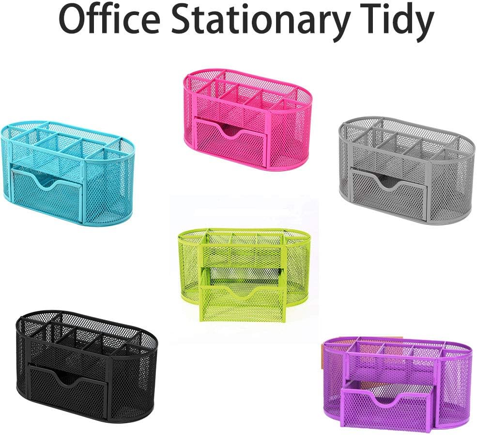 SUPERTOOL Schreibtisch-Organizer aus Netzstoff, Stifthalter mit Schublade, Mehrzweck-Metall-Schreibw
