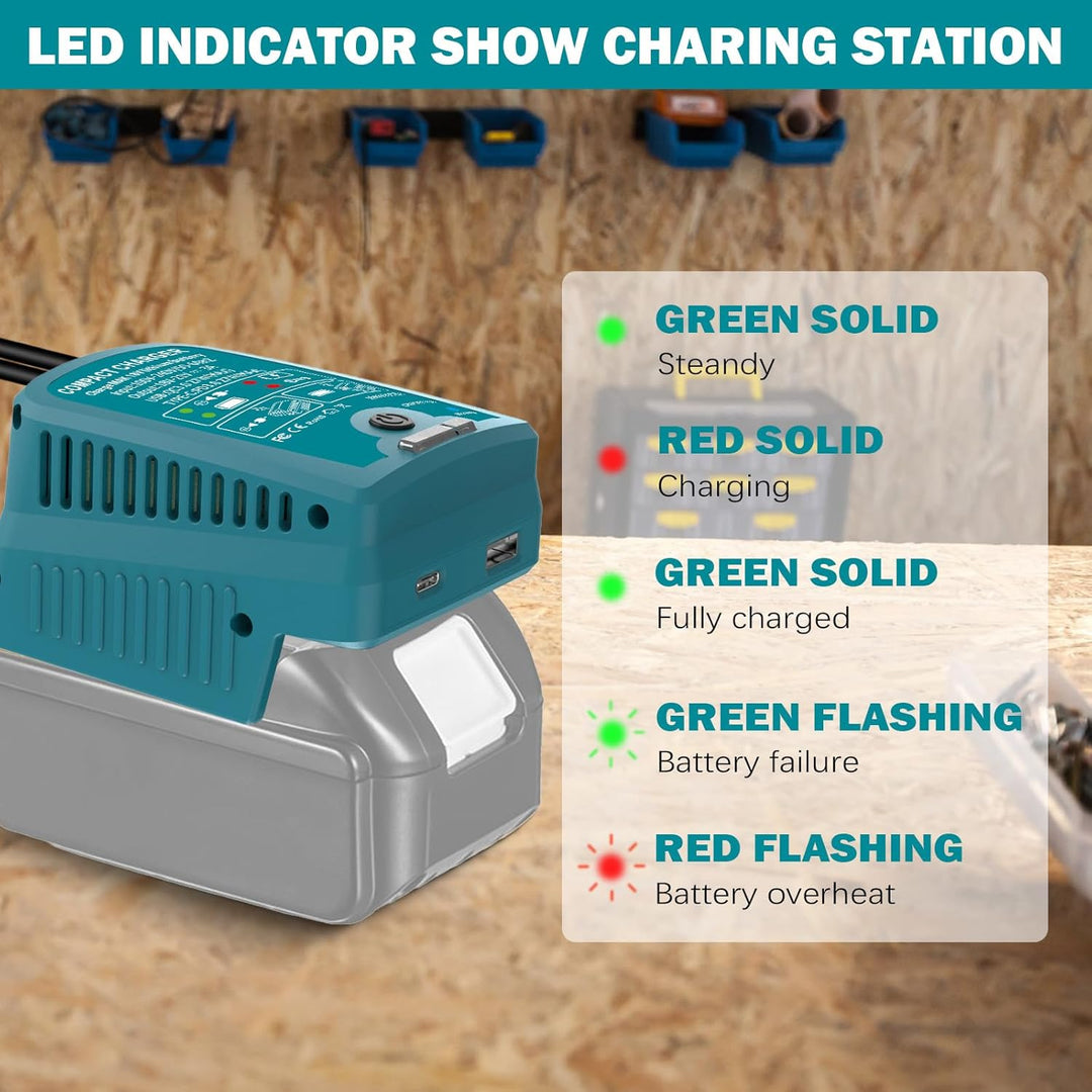 Musik ladegerät für Makita 18V BL1830 BL1850 BL1860 Batterie, mit USB und Typ-C-Ausgang, 110V 3A Sch