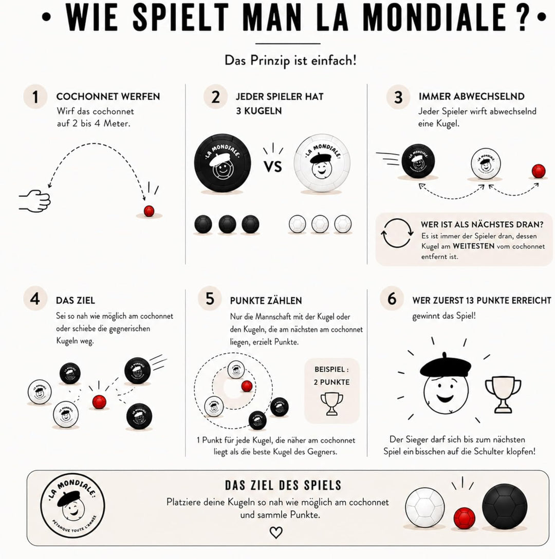 La Mondiale Boccia-Spiel für den Innenbereich – Set mit 6 Kugeln + Zielkugel – für Kinder & Erwachse
