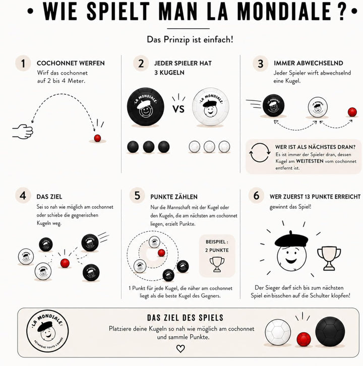 La Mondiale Boccia-Spiel für den Innenbereich – Set mit 6 Kugeln + Zielkugel – für Kinder & Erwachse
