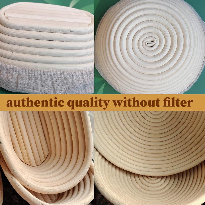 Gärkörbchen Rund und Oval, Gärkörbe aus Rattan zum kreativen Brotbacken inkl. Leineneinlage, Brotsch